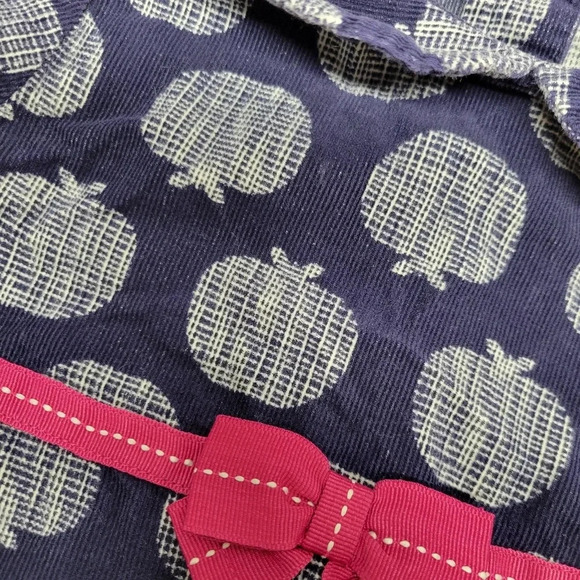 🌴3/$15🌴 Gymboree Girls Size 4T Dress Navy Blue Apples Pink Ribbon Waist - Picture 3 of 12